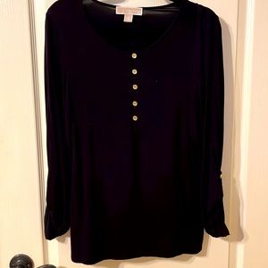 Beautiful black blouse with gold buttons
